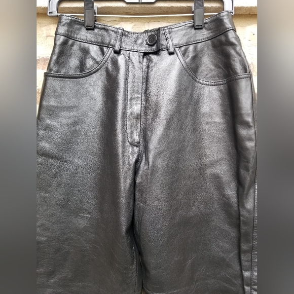 Harve Bernard Black Genuine Leather Pants Size 9 - Picture 2 of 6